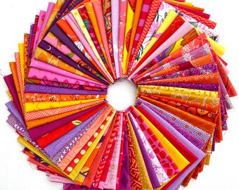 Fat 16th of various sunset inspired fabrics as shown in photo (64 in total)