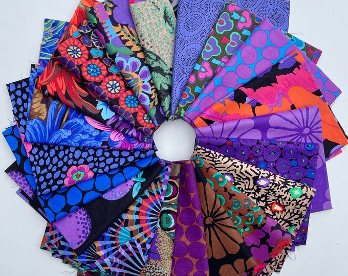 Fat Quarter Bundle of 20 Dark Fabrics from the Kaffe Fassett Collective - Unique Bundle