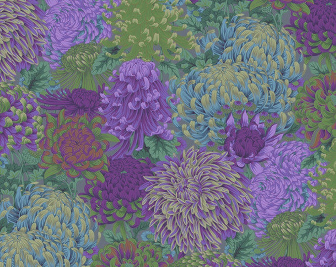 Kaffe Fassett Collective August 2021 -- Fat Quarter of Philip Jacobs Hokusai's Mums in Green