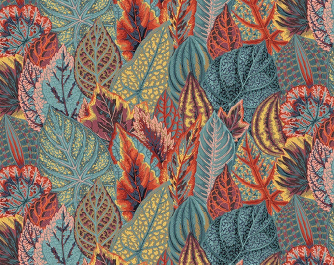 Kaffe Fassett Collective February 2020 -- Fat Quarter of Kaffe Fassett Coleus in Teal