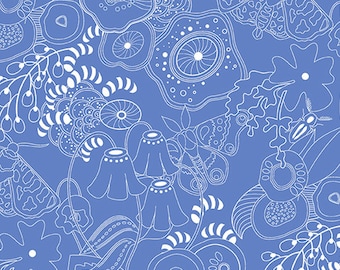Hopscotch Century Prints by Alison Glass for Andover Fabrics - Fat Quarter of Grow in Bluebell