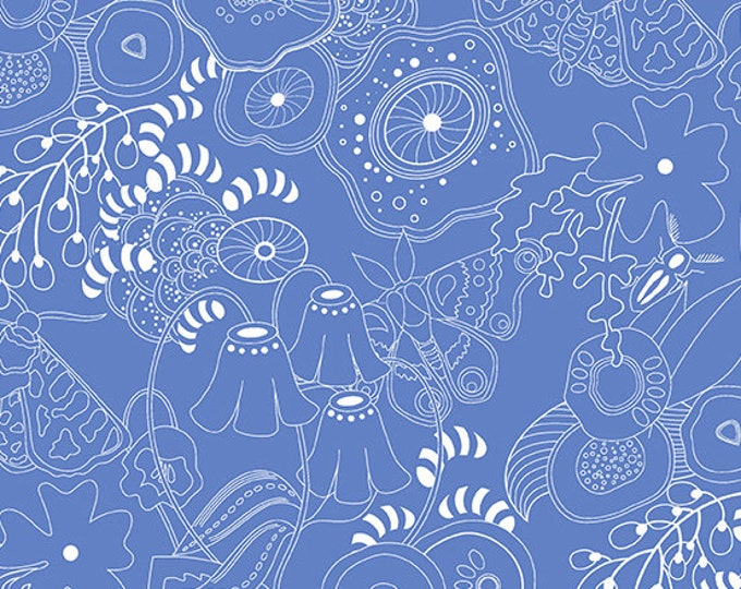 Hopscotch Century Prints by Alison Glass for Andover Fabrics - Fat Quarter of Grow in Bluebell