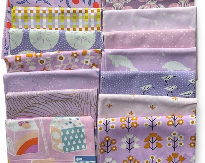 Fat 16th of various Ruby Star Society fabrics as shown in photo (16 in total) - Lavenders