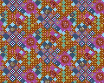 Love Always by Anna Maria Horner Fabrics for Free Spirit Fabrics - Fat quarter of Postage Due in Amber