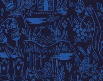 Magic Forest CANVAS in Navy of Wonderland by Rifle Paper Company for Cotton and Steel