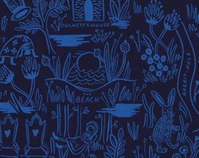 Magic Forest CANVAS in Navy of Wonderland by Rifle Paper Company for Cotton and Steel