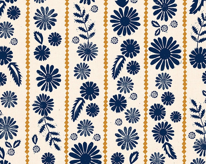 Vessel Daisy Slate in Navy (RS4040 16) by Alexia Marcelle Abegg for Ruby Star Society -- Fat Quarter