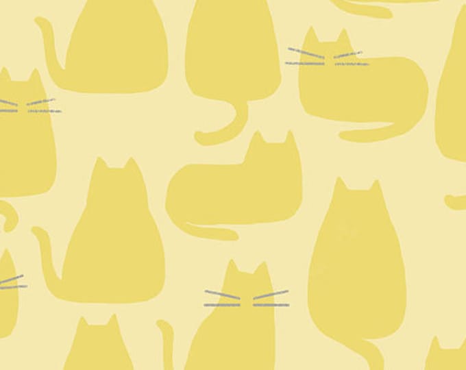 Whiskers and Dash by Sarah Golden for Andover Fabrics - Fat Quarter of Whiskers in Sunshine (A-9168-YL)