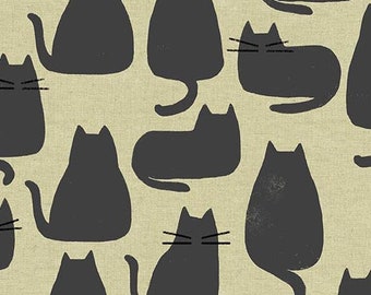 Home by Sarah Golden for Andover Fabrics - Fat Quarter of Whiskers in Chat Gris -- Cotton Canvas