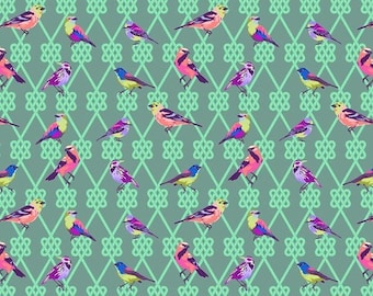 Fat Quarter of In a Finch in Dusk - Tula Pink's Moon Garden for Free Spirit Fabrics