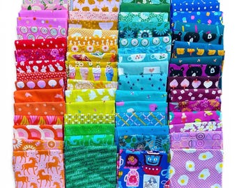 Fat 16th of various Ruby Star Society Rashida Coleman Hale fabrics as shown in photo (64 in total) - Rainbow