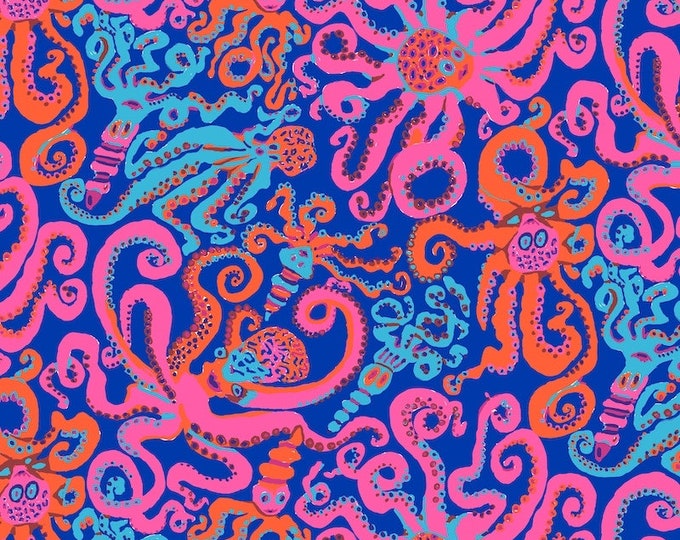 Kaffe Fassett Collective August 2020 -- Fat Quarter of Brandon Mably Octopus in Blue