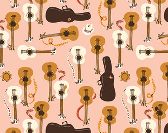 Far Far Away 3 by Heather Ross -- Fat quarter of Guitars in Pink