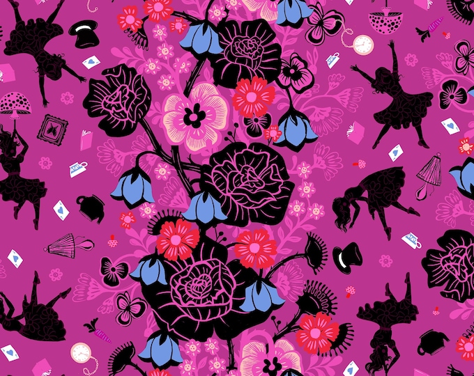 Hello Alice -- (RS2121 12) Rabbit Hole in Berry by Sarah Watts for Ruby Star Society