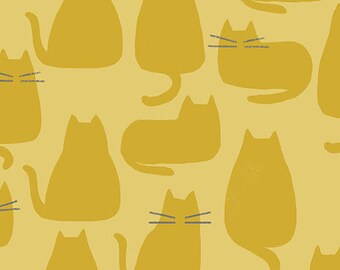 Whiskers and Dash by Sarah Golden for Andover Fabrics - Fat Quarter of Whiskers in Golden (A-9168-Y)