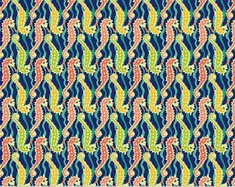Atlantis by Sally Kelly for Windham Fabrics - Fat Quarter of 53339-3 Seahorse in Navy