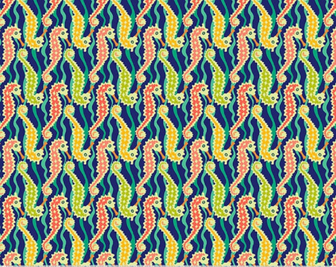 Atlantis by Sally Kelly for Windham Fabrics - Fat Quarter of 53339-3 Seahorse in Navy