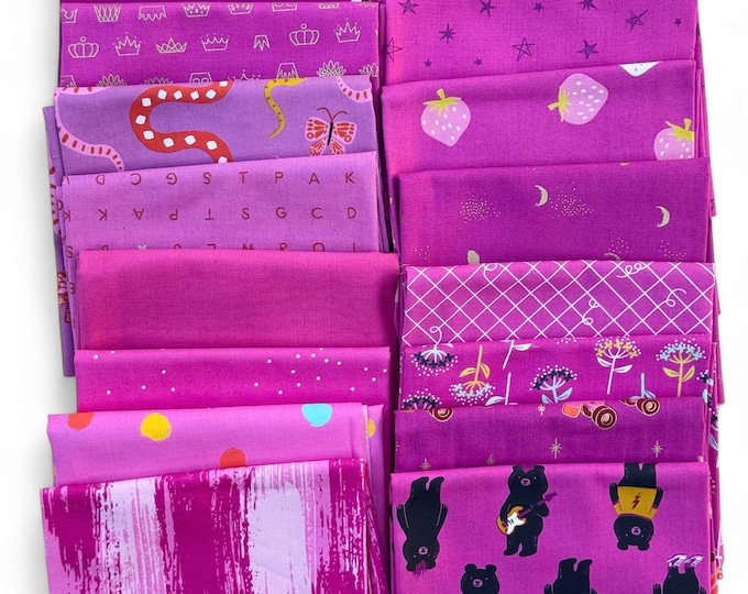 Fat 16th of various Ruby Star Society fabrics as shown in photo (16 in total) - Orchids