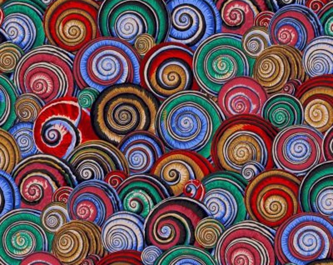Kaffe Fassett Collective February 2022 -- Fat Quarter of Philip Jacobs Spiral Shell in Dark
