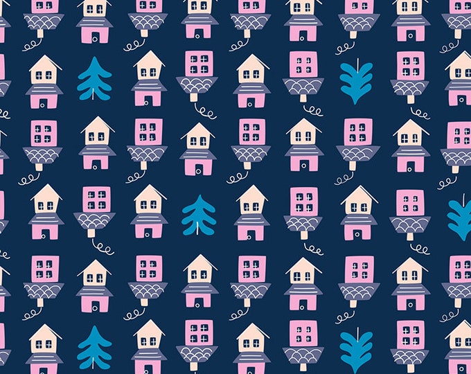 Tarrytown Little Houses in Navy (RS3026-16) by Ruby Star Society for Moda -- Fat Quarter