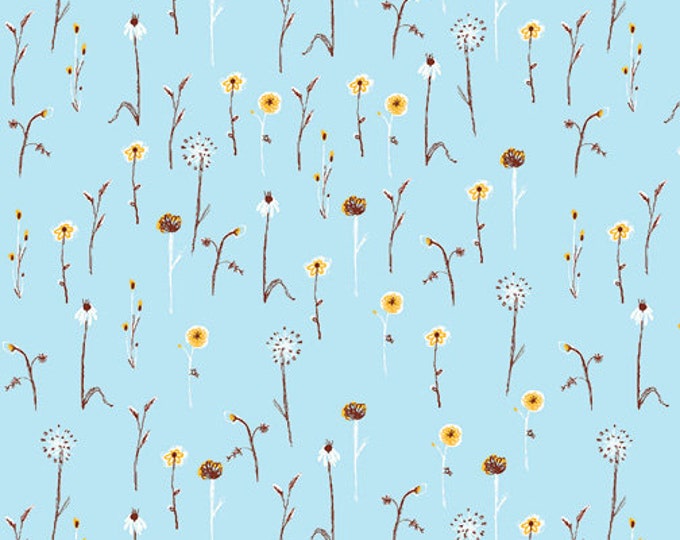 Far Far Away 3 by Heather Ross -- Fat quarter of Wildflowers in Light Blue