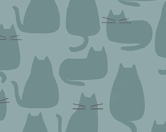 Whiskers and Dash by Sarah Golden for Andover Fabrics - Fat Quarter of Whiskers in Sky (A-9168-T)