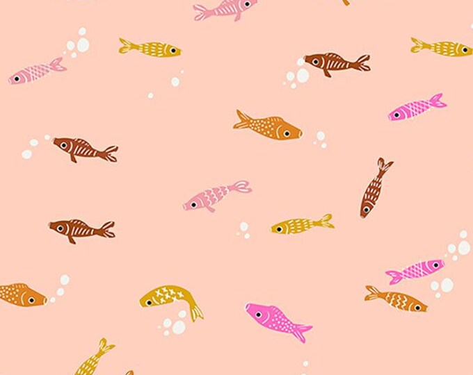 Koi Pond by Ruby Star Society -- Fat Quarter of Fishes in Peach Fizz (RS3036 15)