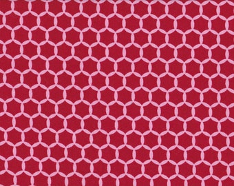 Japanese cotton fat quarter by Kei - Geostyle hexacomb dots in cherry red.