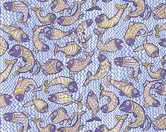 Kaffe Fassett Collective August 2021 -- Fat Quarter of Brandon Mably Koi Polloi in Delft