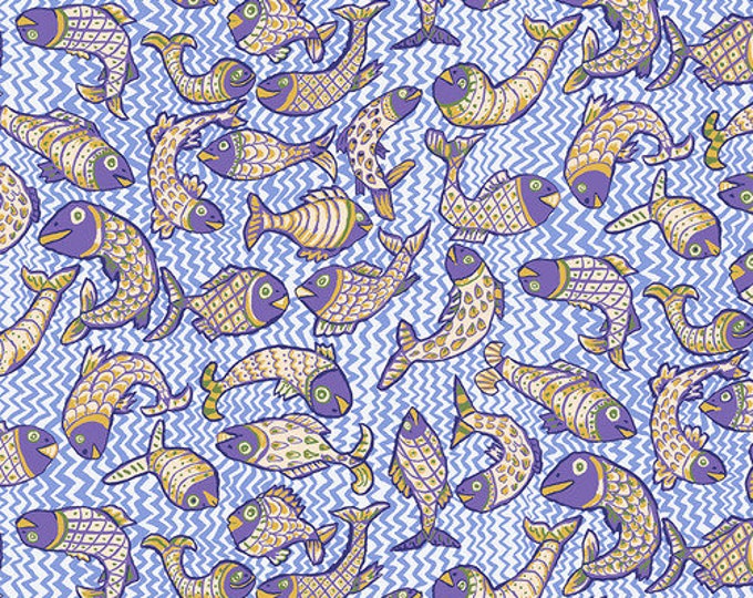 Kaffe Fassett Collective August 2021 -- Fat Quarter of Brandon Mably Koi Polloi in Delft