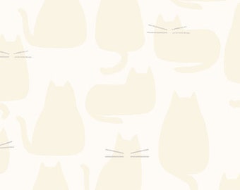 Whiskers and Dash by Sarah Golden for Andover Fabrics - Fat Quarter of Whiskers in Creme (A-9168-L)