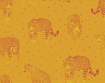 Fat Quarter Lil Jaguars in Papaya - Tula Pink's Daydreamer for Free Spirit Fabrics