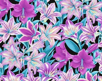Kaffe Fassett Collective February 2022 -- Fat Quarter of Philip Jacobs Amaryllis in Lavender