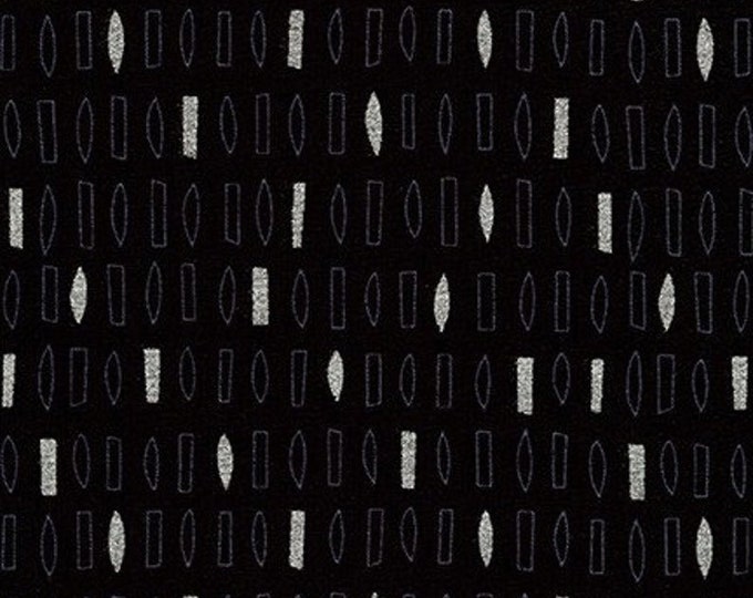 Robert Kaufman - Wayside by Karen Lewis - Metallic Rectangles on Black (AWIM-18689-2)