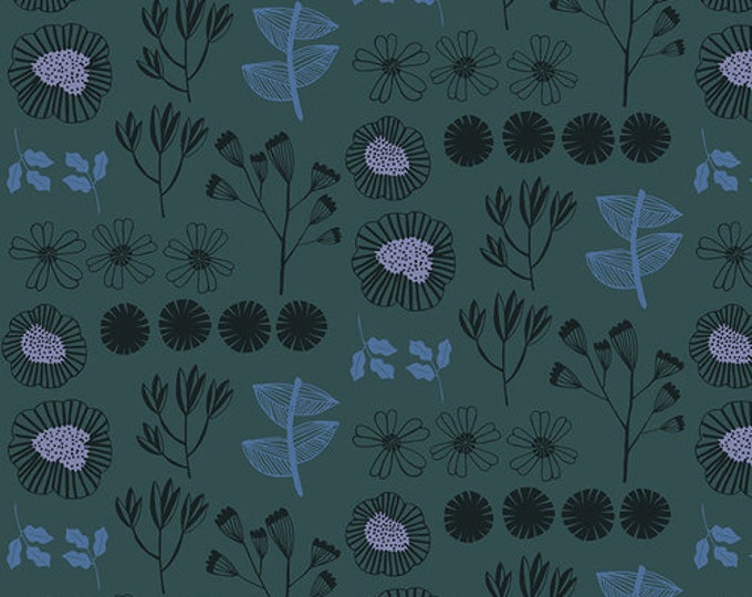 After the Rain by Bookhou for Anna Maria Horner Conservatory Chapter 3 with Free Spirit Fabrics- Fat Quarter of Inventory in Marine