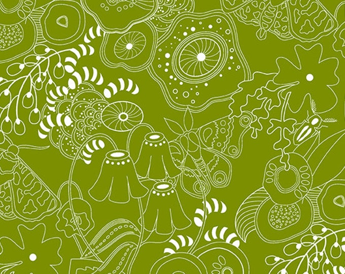 Hopscotch Century Prints by Alison Glass for Andover Fabrics - Fat Quarter of Grow in Guacamole