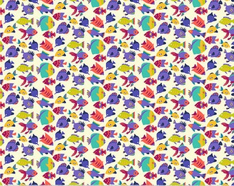 Atlantis by Sally Kelly for Windham Fabrics - Fat Quarter of 53342-6 Shoal in Cream