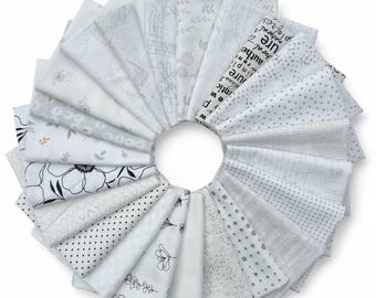 Fat Quarter Bundle of 25 Light Fabrics from Various Lines of Moda Fabrics - Unique Bundle