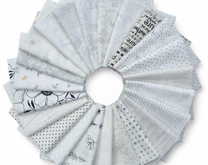 Fat Quarter Bundle of 25 Light Fabrics from Various Lines of Moda Fabrics - Unique Bundle