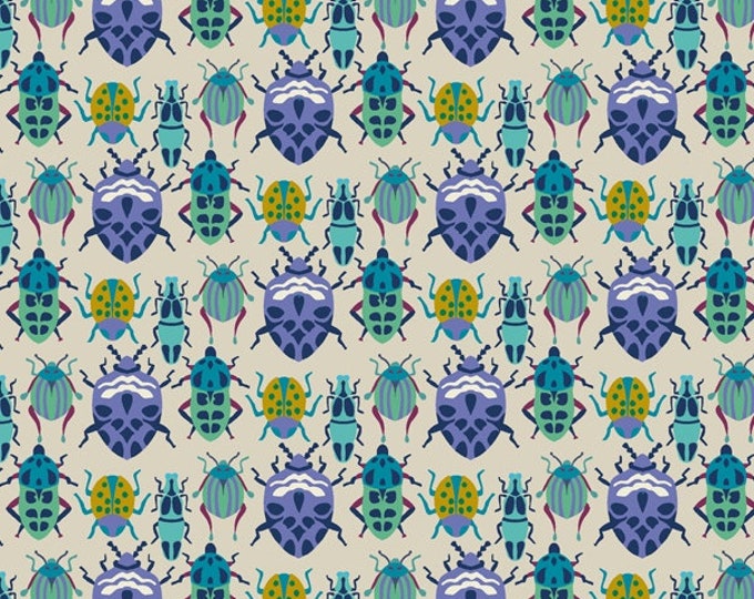 Eden by Sally Kelly for Windham Fabrics - Fat Quarter of 52806-4 Bug Race in Periwinkle