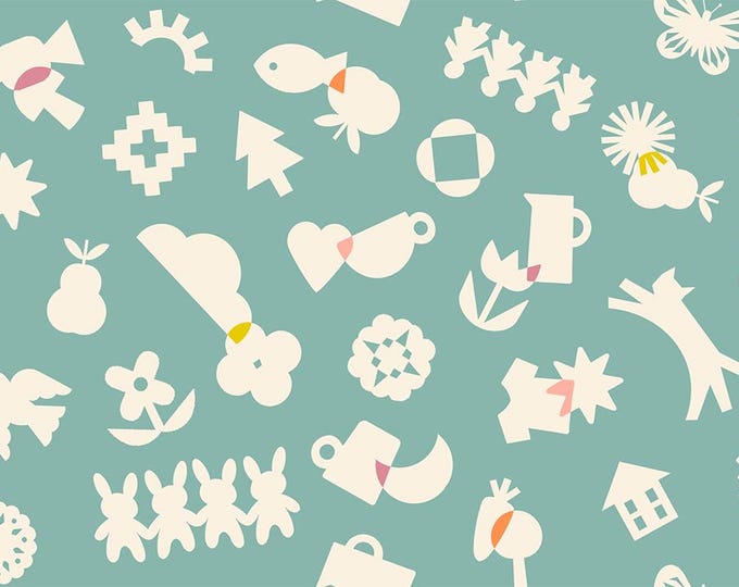 Paper Cuts -- (RS1108 16) All Goods in Turquoise by Rashida Coleman Hale for Ruby Star Society
