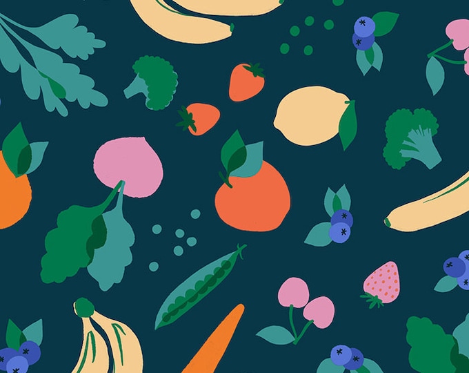 Food Group Green Grocer in Peacock  (RS5037 14) by Ruby Star Society -- Fat Quarter