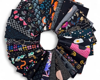 Fat 16th of various Ruby Star Fabrics as shown in photo (32 in total) - Mixed Blacks