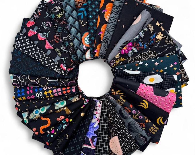 Fat 16th of various Ruby Star Fabrics as shown in photo (32 in total) - Mixed Blacks