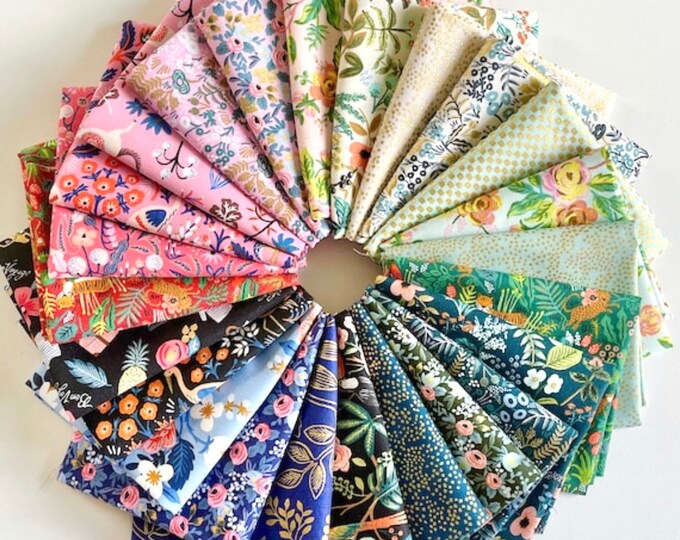 Various Mixed Fabrics by Rifle Paper Company for Cotton and Steel - Fat Quarter Bundle of 24