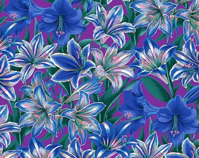 Kaffe Fassett Collective August 2020 -- Fat Quarter of Philip Jacobs Armaryllis in Blue