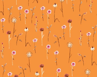 Far Far Away 3 by Heather Ross -- Fat quarter of Wildflowers in Orange