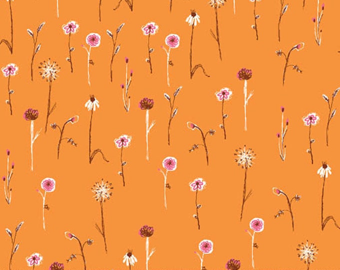 Far Far Away 3 by Heather Ross -- Fat quarter of Wildflowers in Orange