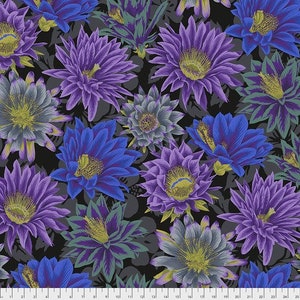 Kaffe Fassett Collective February 2021 -- Fat Quarter of Philip Jacobs Cactus Flower in Black