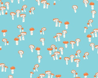 Far Far Away 3 by Heather Ross -- Fat quarter of Mushrooms in Blue
